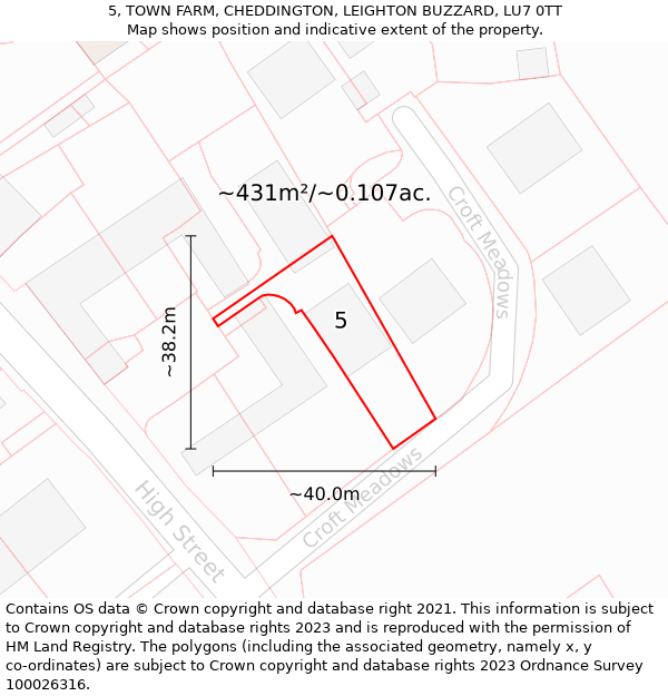 5, TOWN FARM, CHEDDINGTON, LEIGHTON BUZZARD, LU7 0TT: Plot and title map