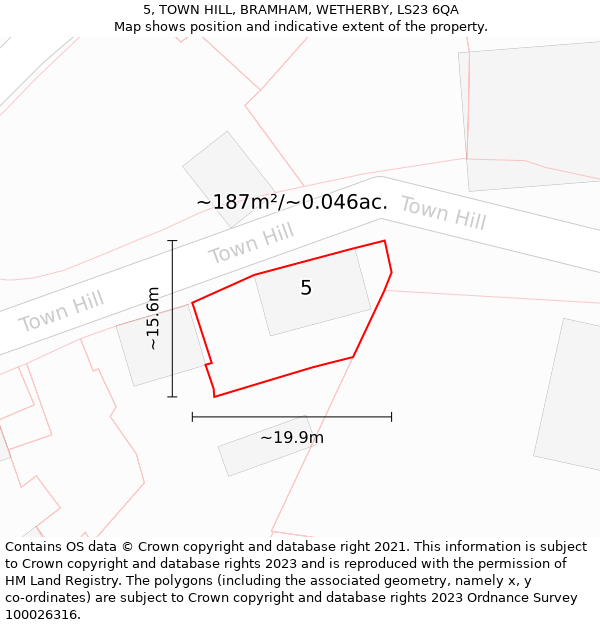 5, TOWN HILL, BRAMHAM, WETHERBY, LS23 6QA: Plot and title map