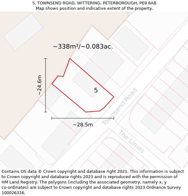 5, TOWNSEND ROAD, WITTERING, PETERBOROUGH, PE8 6AB: Plot and title map