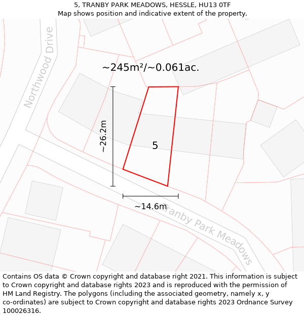 5, TRANBY PARK MEADOWS, HESSLE, HU13 0TF: Plot and title map