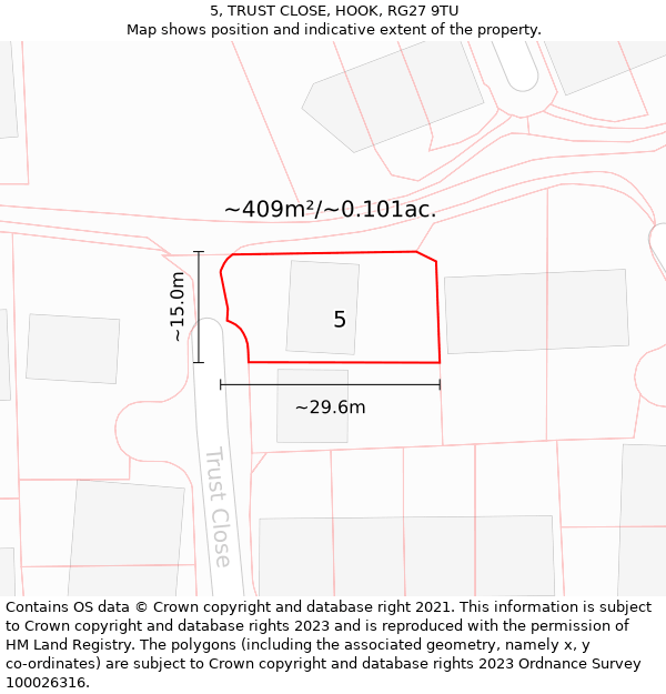 5, TRUST CLOSE, HOOK, RG27 9TU: Plot and title map