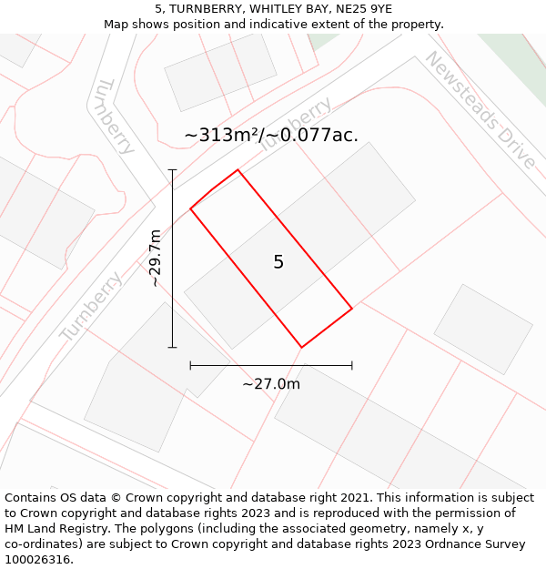 5, TURNBERRY, WHITLEY BAY, NE25 9YE: Plot and title map