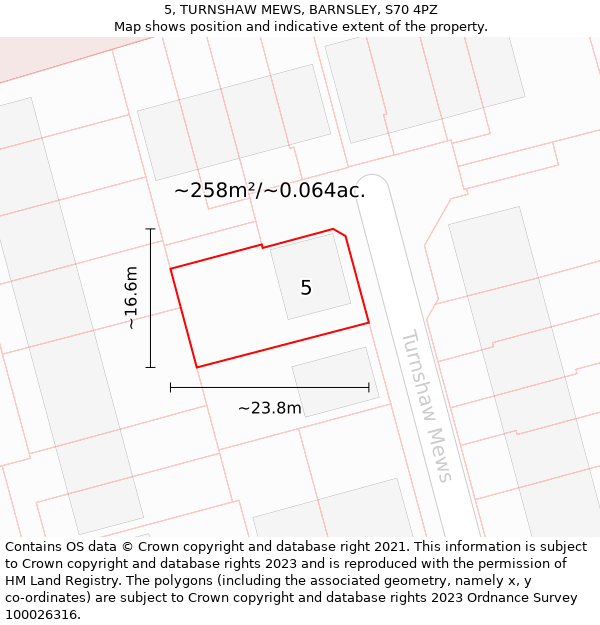 5, TURNSHAW MEWS, BARNSLEY, S70 4PZ: Plot and title map