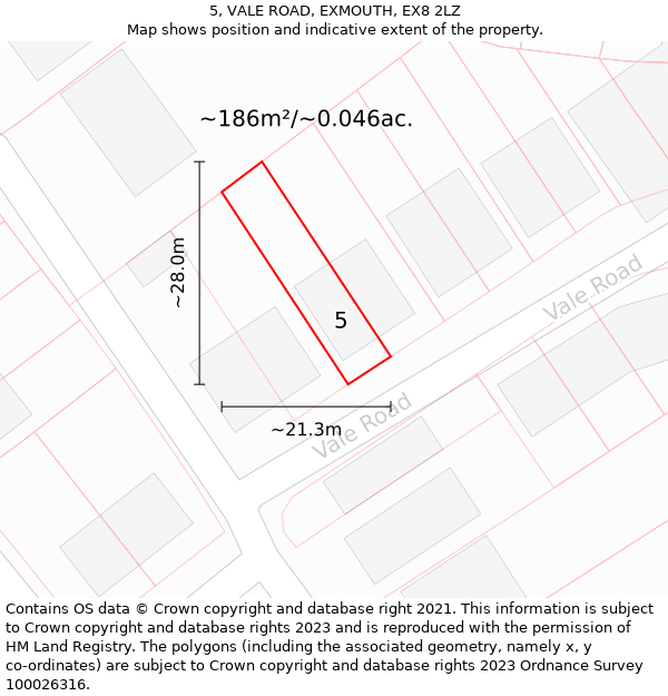 5, VALE ROAD, EXMOUTH, EX8 2LZ: Plot and title map