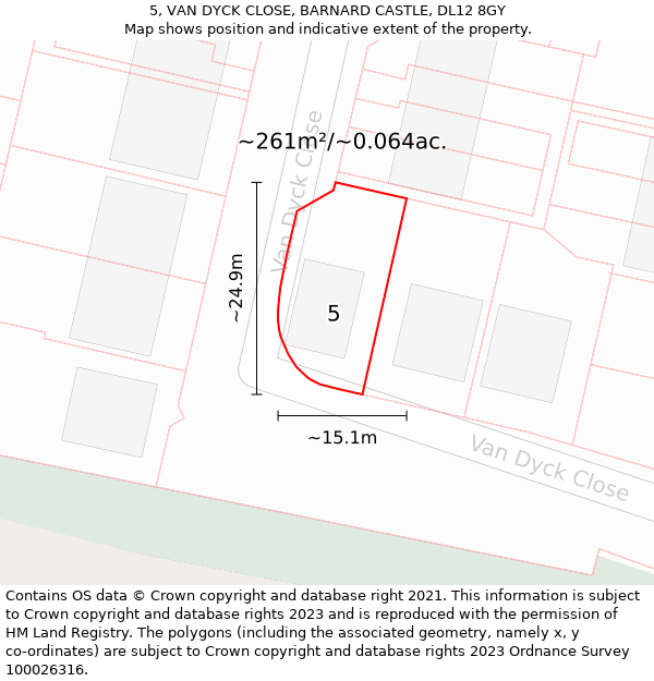 5, VAN DYCK CLOSE, BARNARD CASTLE, DL12 8GY: Plot and title map