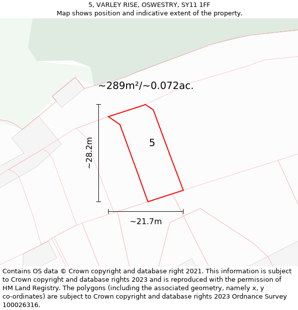 5, VARLEY RISE, OSWESTRY, SY11 1FF: Plot and title map