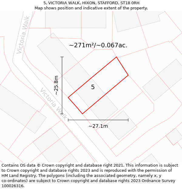 5, VICTORIA WALK, HIXON, STAFFORD, ST18 0RH: Plot and title map