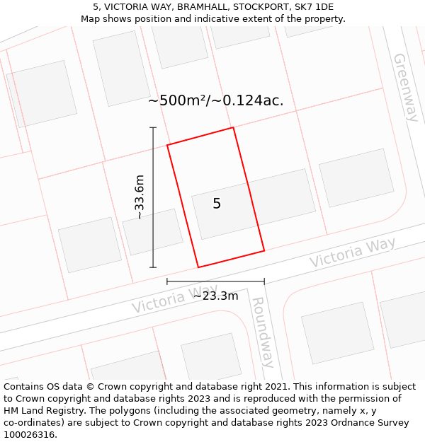 5, VICTORIA WAY, BRAMHALL, STOCKPORT, SK7 1DE: Plot and title map