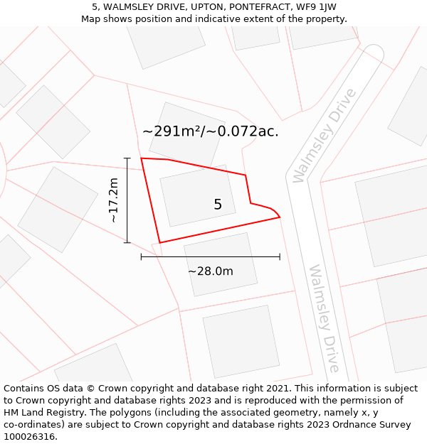 5, WALMSLEY DRIVE, UPTON, PONTEFRACT, WF9 1JW: Plot and title map