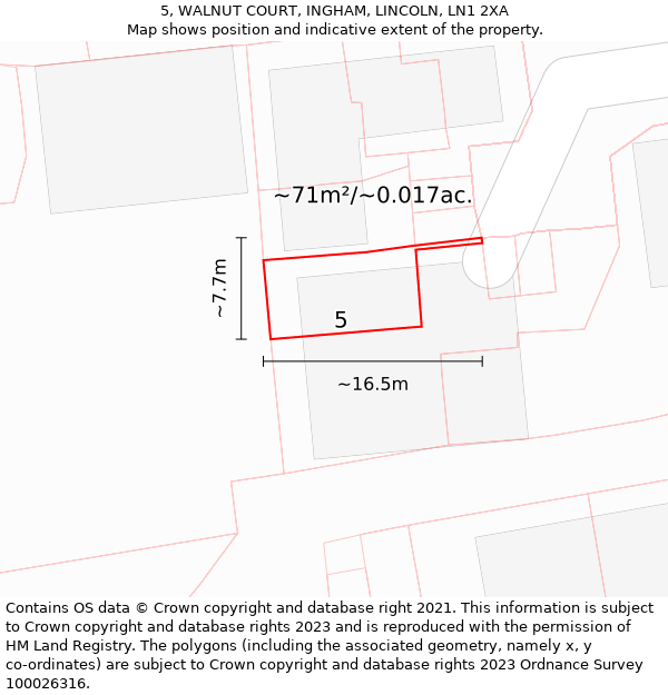 5, WALNUT COURT, INGHAM, LINCOLN, LN1 2XA: Plot and title map