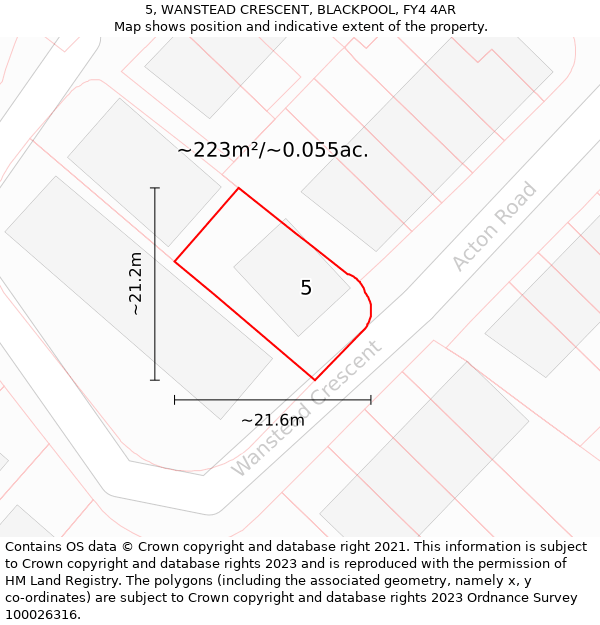5, WANSTEAD CRESCENT, BLACKPOOL, FY4 4AR: Plot and title map