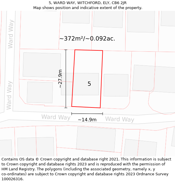 5, WARD WAY, WITCHFORD, ELY, CB6 2JR: Plot and title map