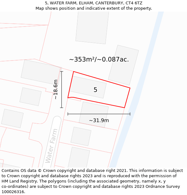 5, WATER FARM, ELHAM, CANTERBURY, CT4 6TZ: Plot and title map