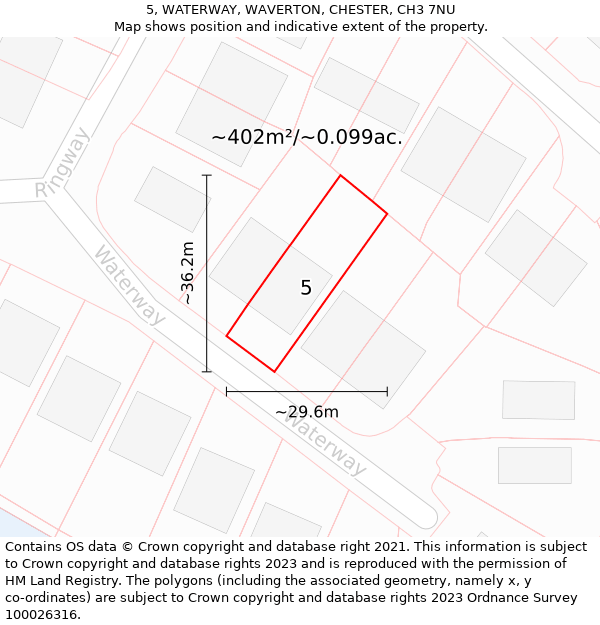 5, WATERWAY, WAVERTON, CHESTER, CH3 7NU: Plot and title map