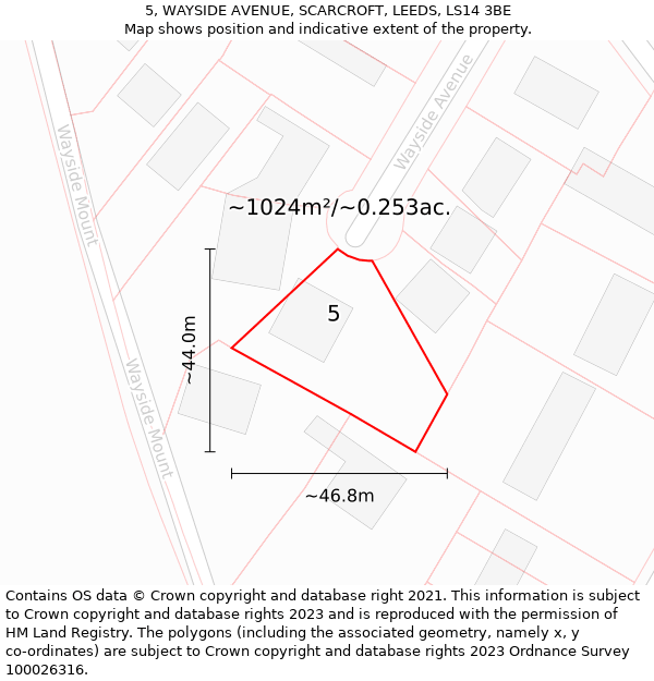 5, WAYSIDE AVENUE, SCARCROFT, LEEDS, LS14 3BE: Plot and title map