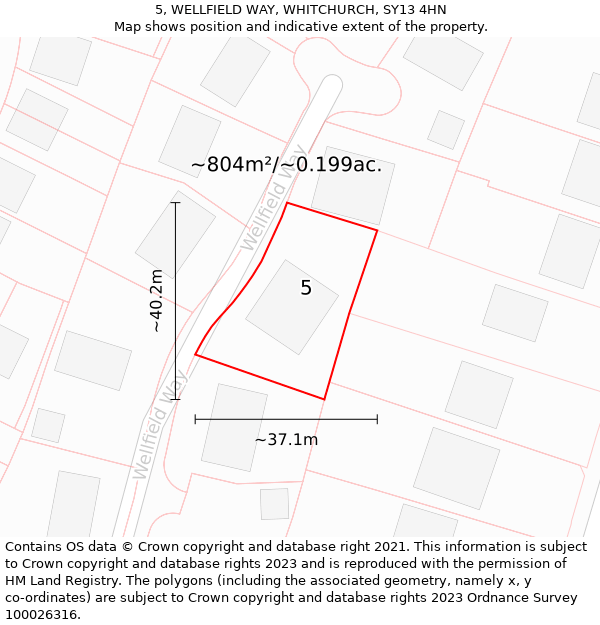 5, WELLFIELD WAY, WHITCHURCH, SY13 4HN: Plot and title map