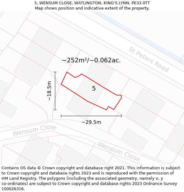 5, WENSUM CLOSE, WATLINGTON, KING'S LYNN, PE33 0TT: Plot and title map