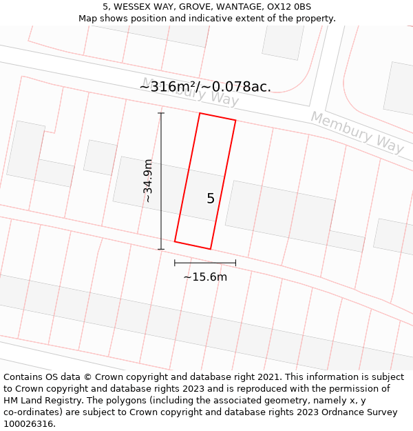 5, WESSEX WAY, GROVE, WANTAGE, OX12 0BS: Plot and title map