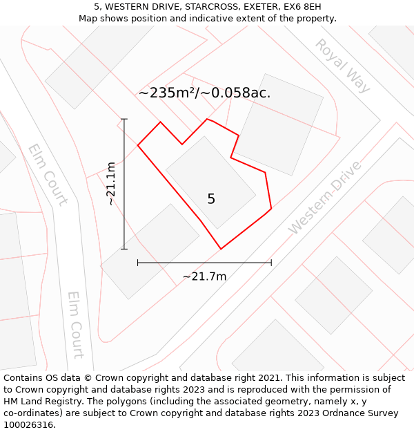 5, WESTERN DRIVE, STARCROSS, EXETER, EX6 8EH: Plot and title map
