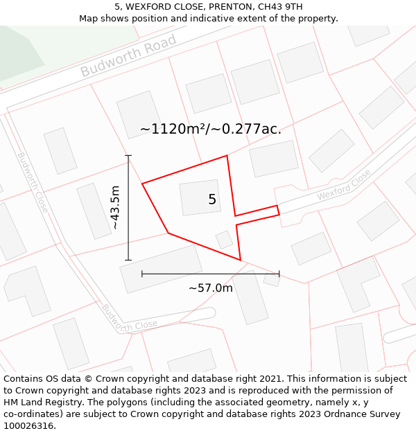 5, WEXFORD CLOSE, PRENTON, CH43 9TH: Plot and title map