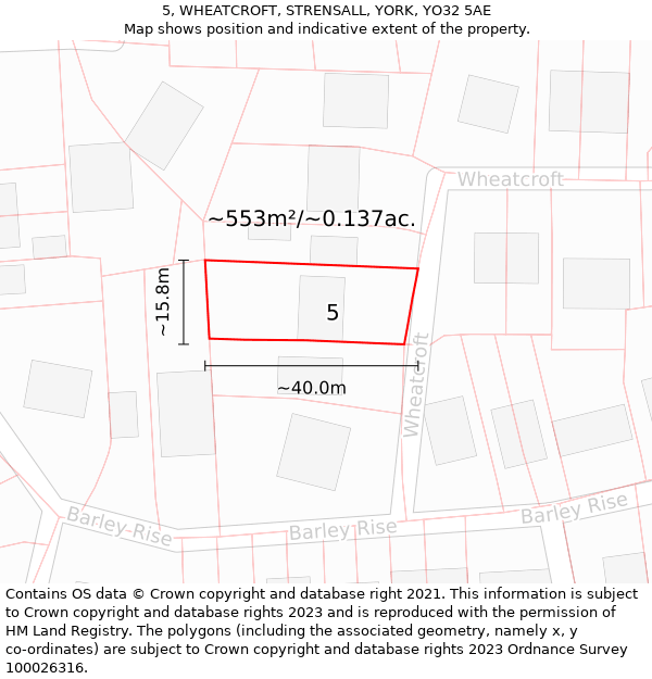 5, WHEATCROFT, STRENSALL, YORK, YO32 5AE: Plot and title map