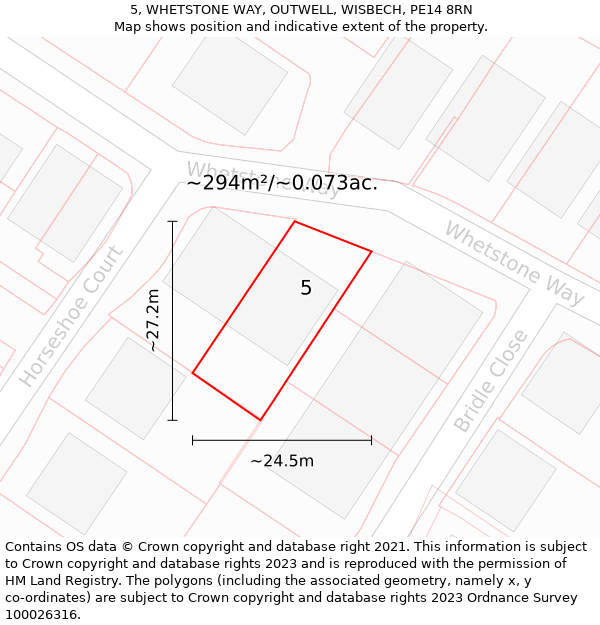 5, WHETSTONE WAY, OUTWELL, WISBECH, PE14 8RN: Plot and title map