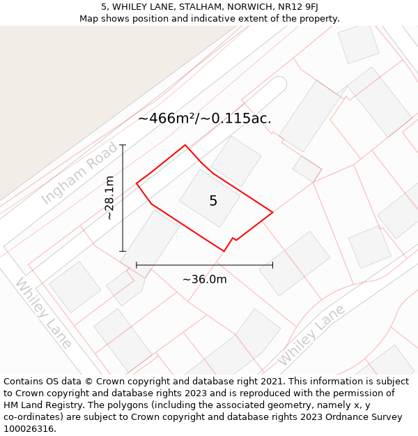 5, WHILEY LANE, STALHAM, NORWICH, NR12 9FJ: Plot and title map