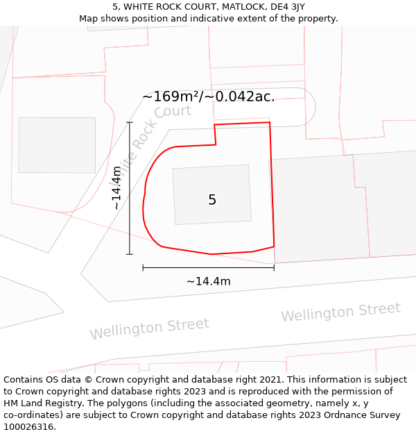 5, WHITE ROCK COURT, MATLOCK, DE4 3JY: Plot and title map