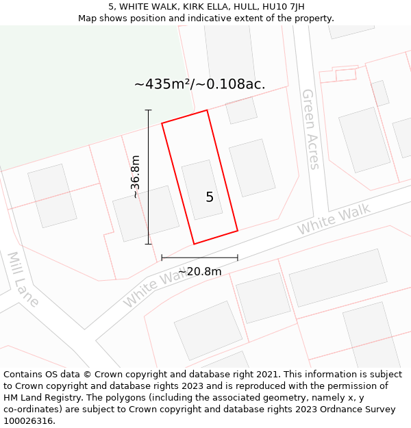 5, WHITE WALK, KIRK ELLA, HULL, HU10 7JH: Plot and title map