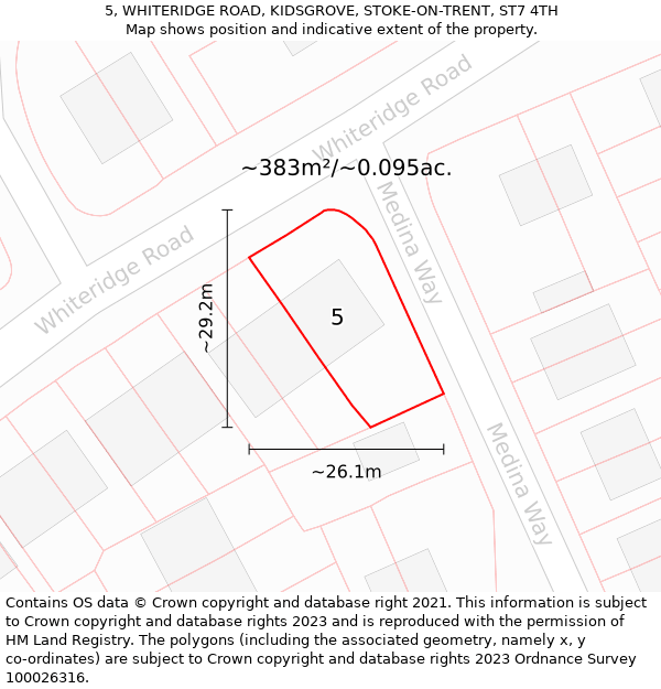 5, WHITERIDGE ROAD, KIDSGROVE, STOKE-ON-TRENT, ST7 4TH: Plot and title map