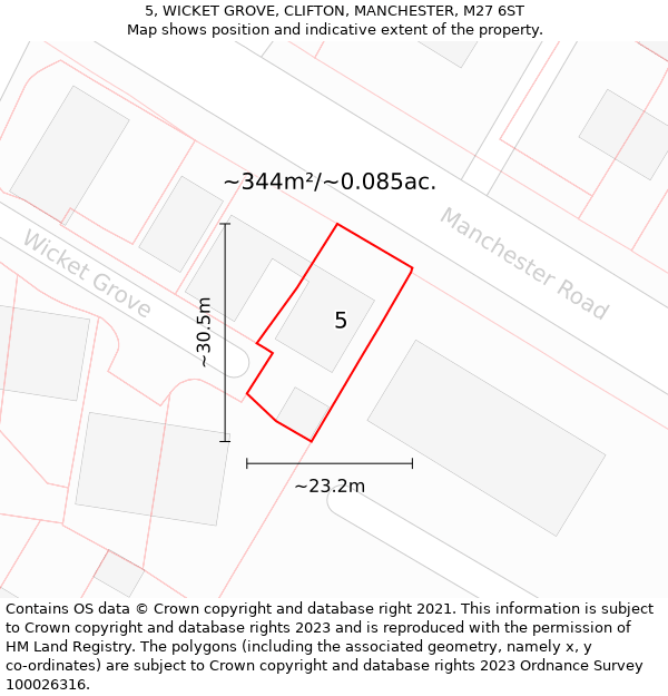 5, WICKET GROVE, CLIFTON, MANCHESTER, M27 6ST: Plot and title map