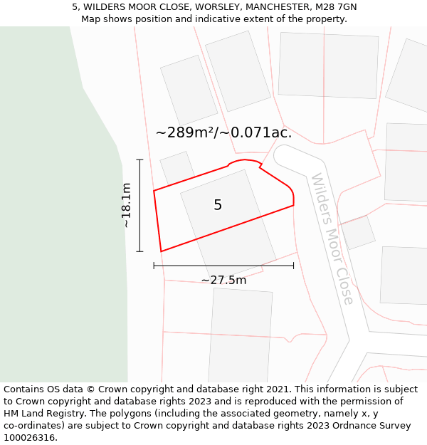 5, WILDERS MOOR CLOSE, WORSLEY, MANCHESTER, M28 7GN: Plot and title map