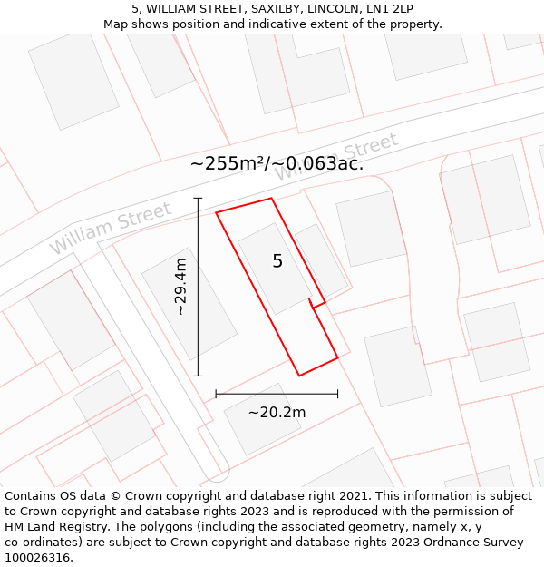 5, WILLIAM STREET, SAXILBY, LINCOLN, LN1 2LP: Plot and title map