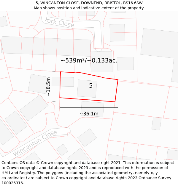 5, WINCANTON CLOSE, DOWNEND, BRISTOL, BS16 6SW: Plot and title map