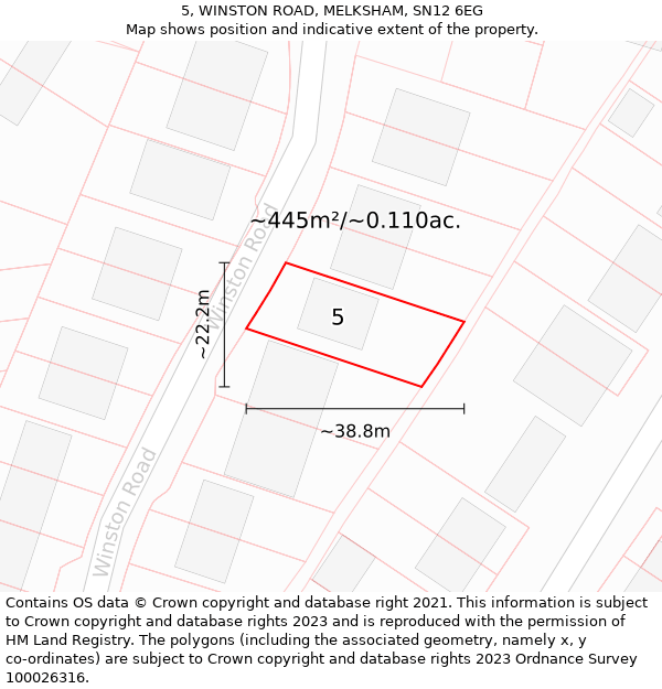 5, WINSTON ROAD, MELKSHAM, SN12 6EG: Plot and title map