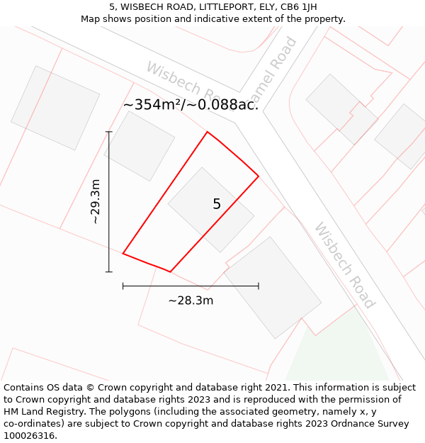 5, WISBECH ROAD, LITTLEPORT, ELY, CB6 1JH: Plot and title map