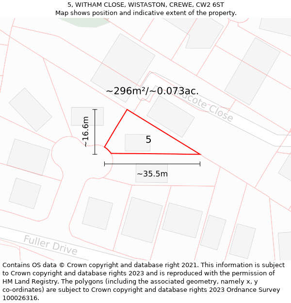 5, WITHAM CLOSE, WISTASTON, CREWE, CW2 6ST: Plot and title map