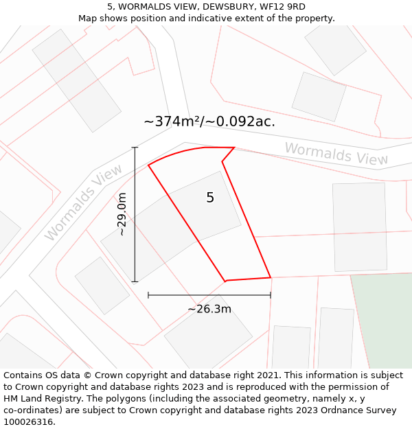 5, WORMALDS VIEW, DEWSBURY, WF12 9RD: Plot and title map