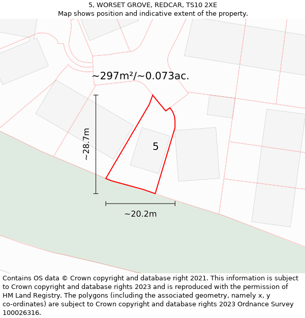 5, WORSET GROVE, REDCAR, TS10 2XE: Plot and title map