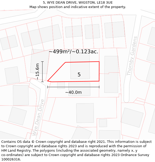 5, WYE DEAN DRIVE, WIGSTON, LE18 3UE: Plot and title map