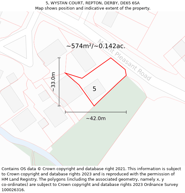 5, WYSTAN COURT, REPTON, DERBY, DE65 6SA: Plot and title map