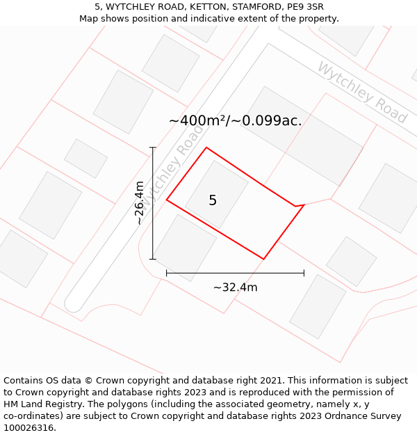 5, WYTCHLEY ROAD, KETTON, STAMFORD, PE9 3SR: Plot and title map