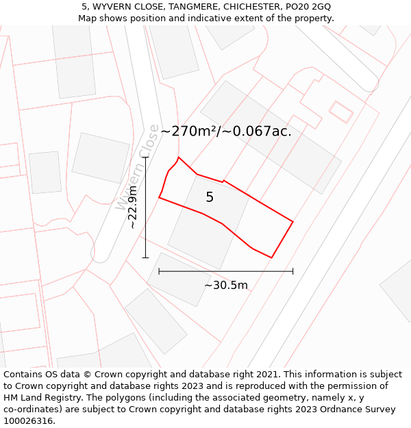 5, WYVERN CLOSE, TANGMERE, CHICHESTER, PO20 2GQ: Plot and title map