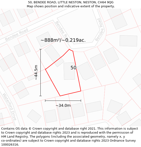 50, BENDEE ROAD, LITTLE NESTON, NESTON, CH64 9QG: Plot and title map