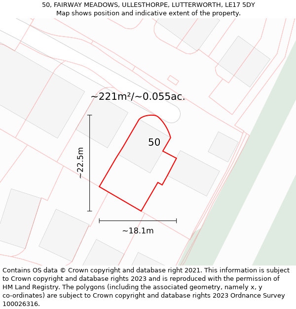 50, FAIRWAY MEADOWS, ULLESTHORPE, LUTTERWORTH, LE17 5DY: Plot and title map