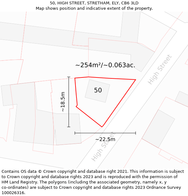 50, HIGH STREET, STRETHAM, ELY, CB6 3LD: Plot and title map