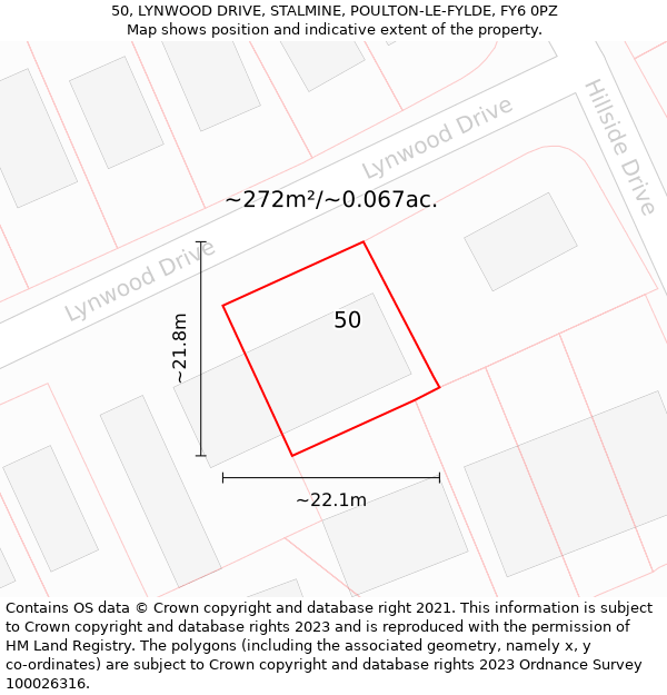 50, LYNWOOD DRIVE, STALMINE, POULTON-LE-FYLDE, FY6 0PZ: Plot and title map