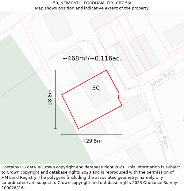 50, NEW PATH, FORDHAM, ELY, CB7 5JX: Plot and title map