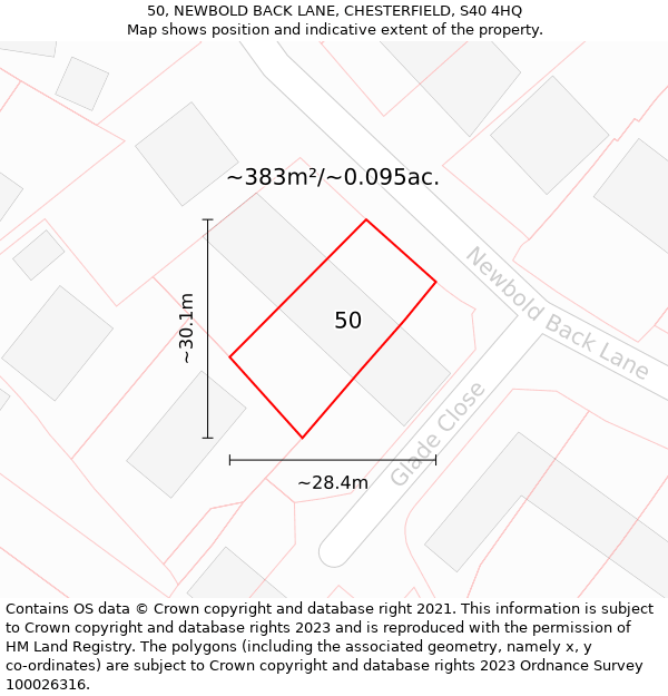 50, NEWBOLD BACK LANE, CHESTERFIELD, S40 4HQ: Plot and title map