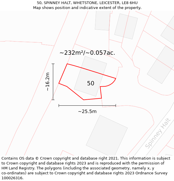 50, SPINNEY HALT, WHETSTONE, LEICESTER, LE8 6HU: Plot and title map